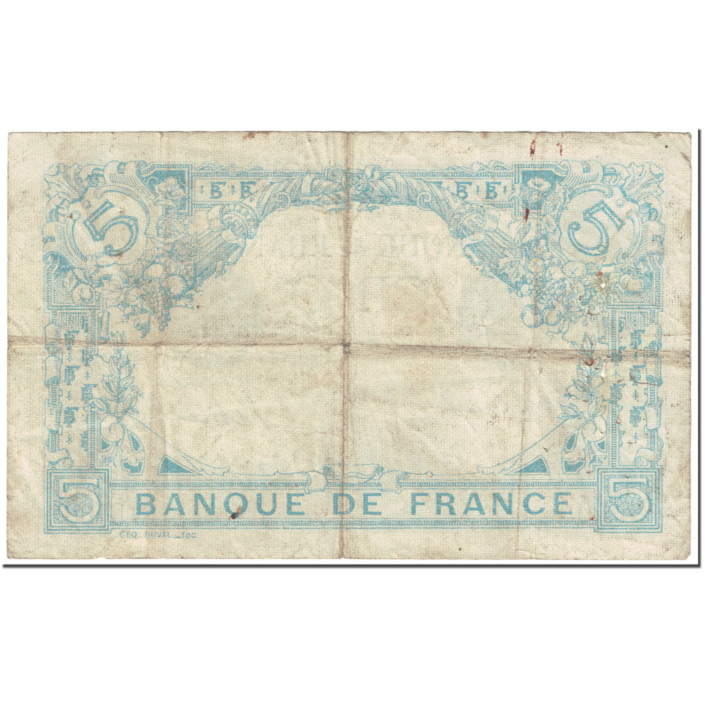 Francia, 5 Francs, 5 F 1912-1917 ''Bleu'', 1915, 1915-08-08, BC, Fayette:2.30