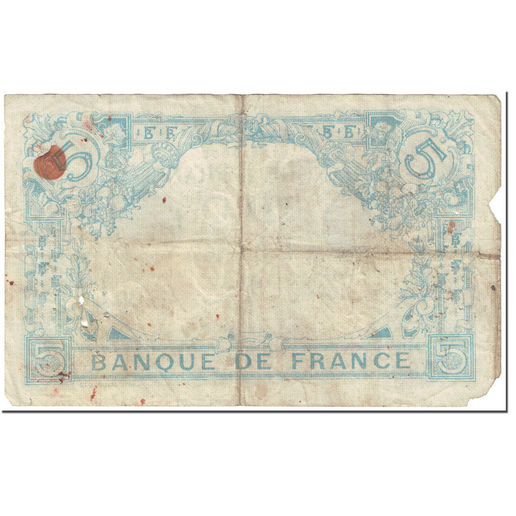 France, 5 Francs, 5 F 1912-1917 ''Bleu'', 1915, 1915-07-29, AB, Fayette:2.29