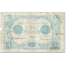 France, 5 Francs, Bleu, 1916, 1916-10-08, B, Fayette:2.44, KM:70