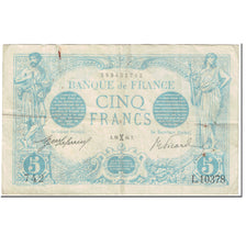 France, 5 Francs, 5 F 1912-1917 ''Bleu'', 1916, 1916-02-16, VF(20-25)