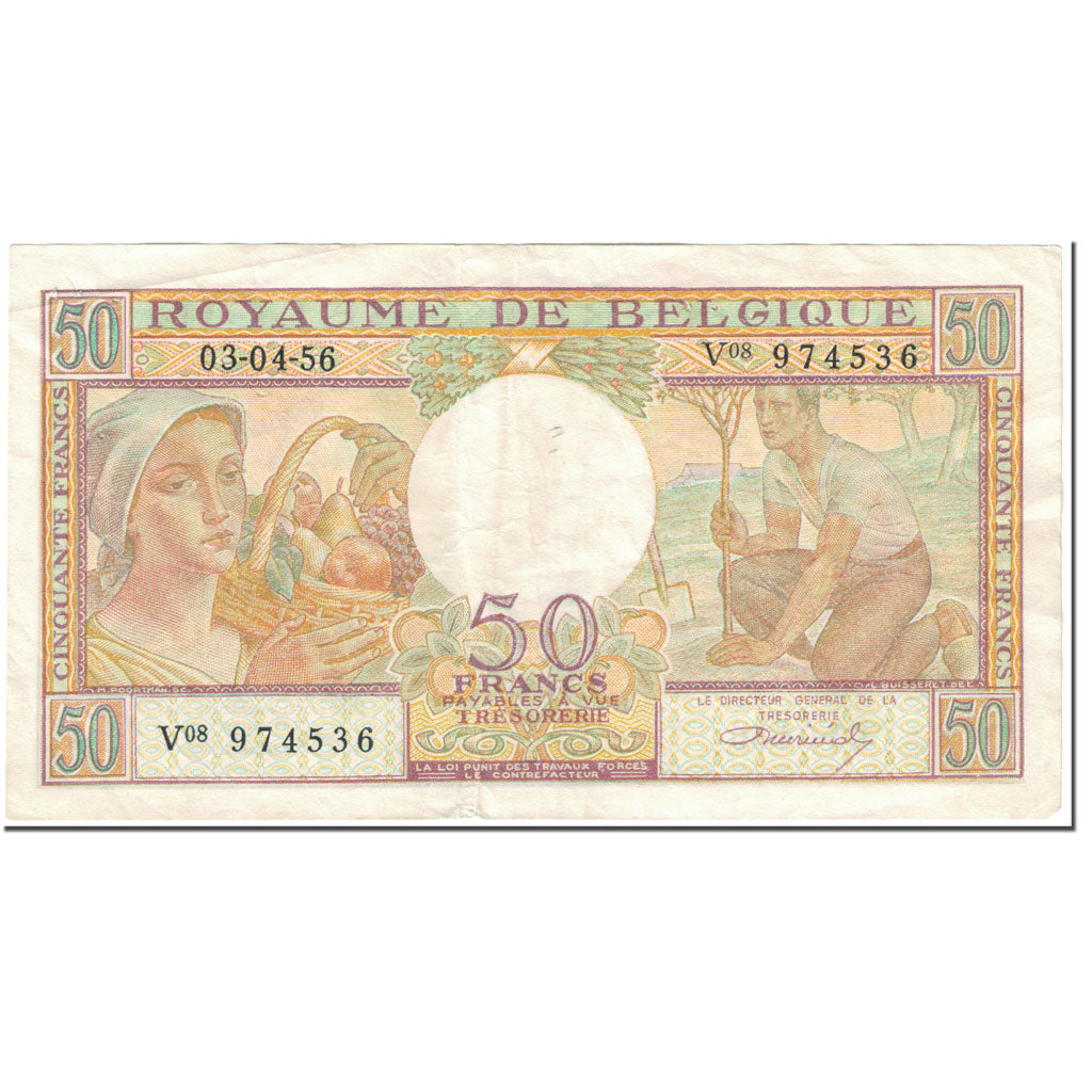 Banknote, Belgium, 50 Francs, 1956, 1956-04-03, KM:133b, VF(20-25)