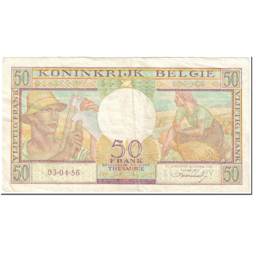 Banknote, Belgium, 50 Francs, 1956, 1956-04-03, KM:133b, VF(20-25)