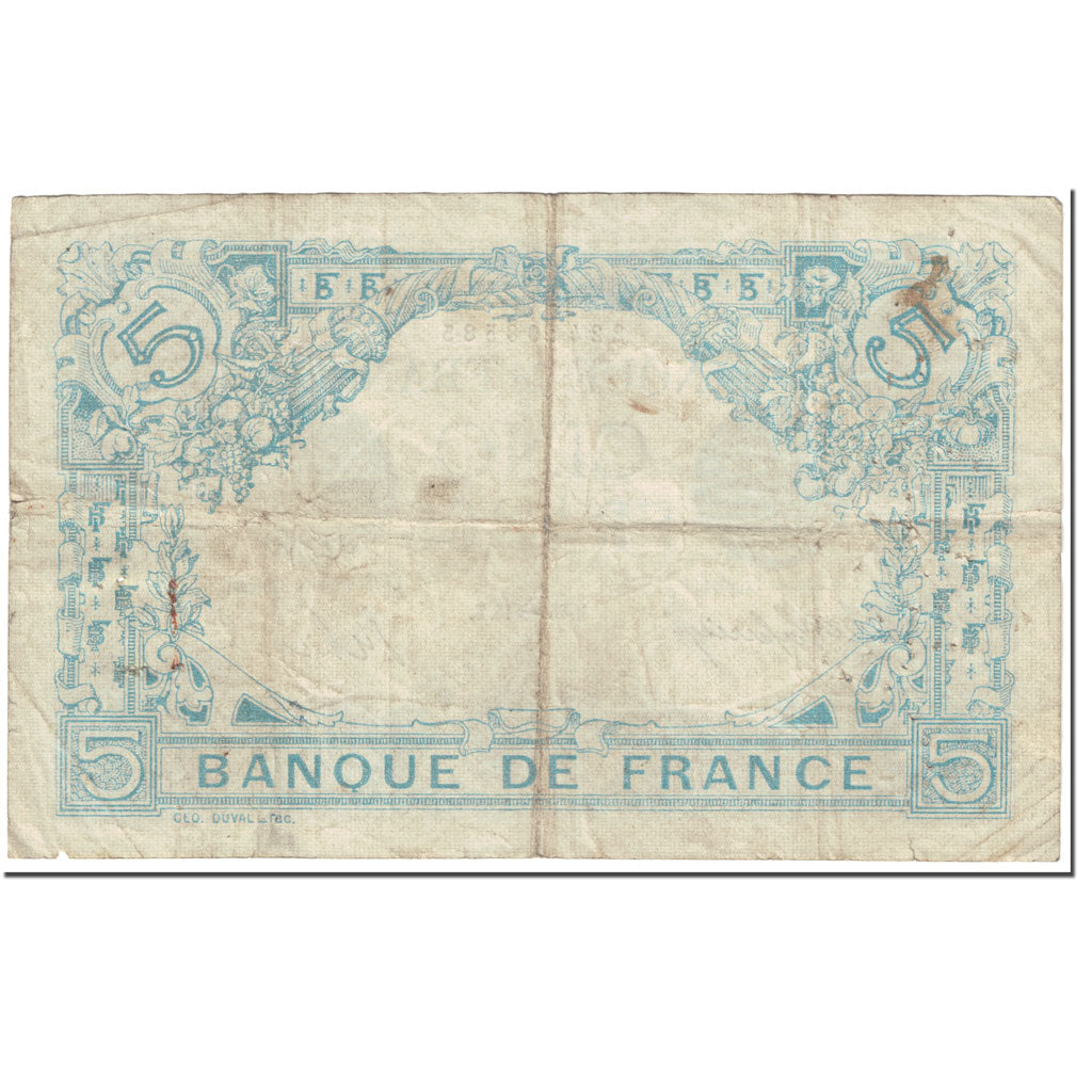 Francia, 5 Francs, Bleu, 1915, 1915-11-25, BC+, Fayette:2.33, KM:70