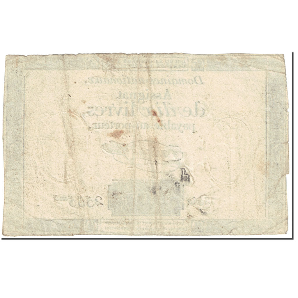 France, 10 Livres, 1792, 1792-10-24, VF(20-25), KM:A66a