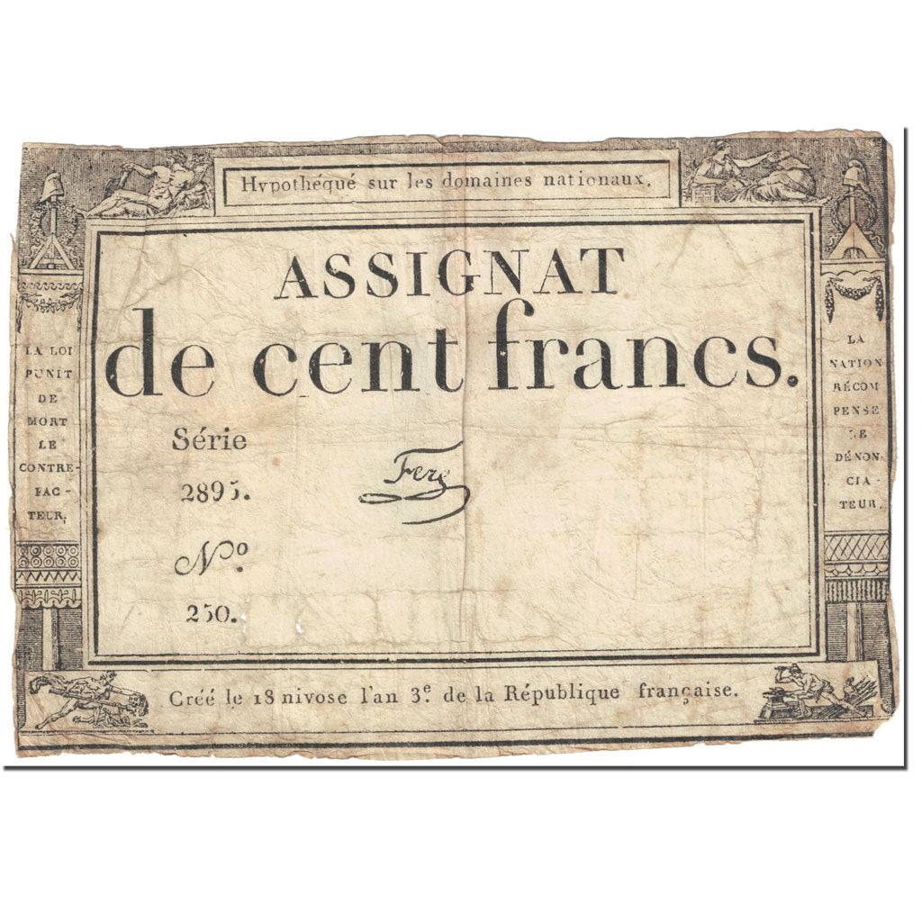 France, 100 Francs, 1795, Ferz, 1795-01-07, B, KM:A78