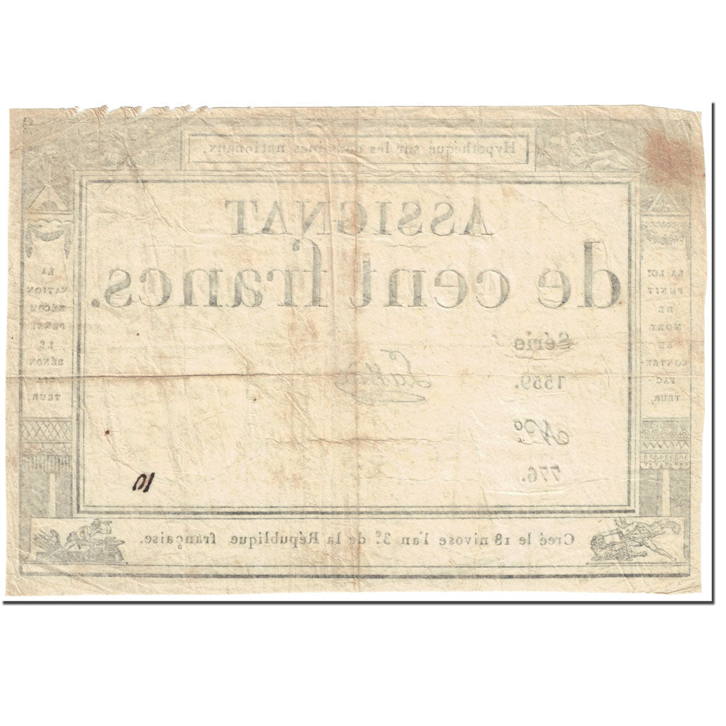 France, 100 Francs, 1795, Lassia, 1795-01-07, VF(20-25), KM:A78