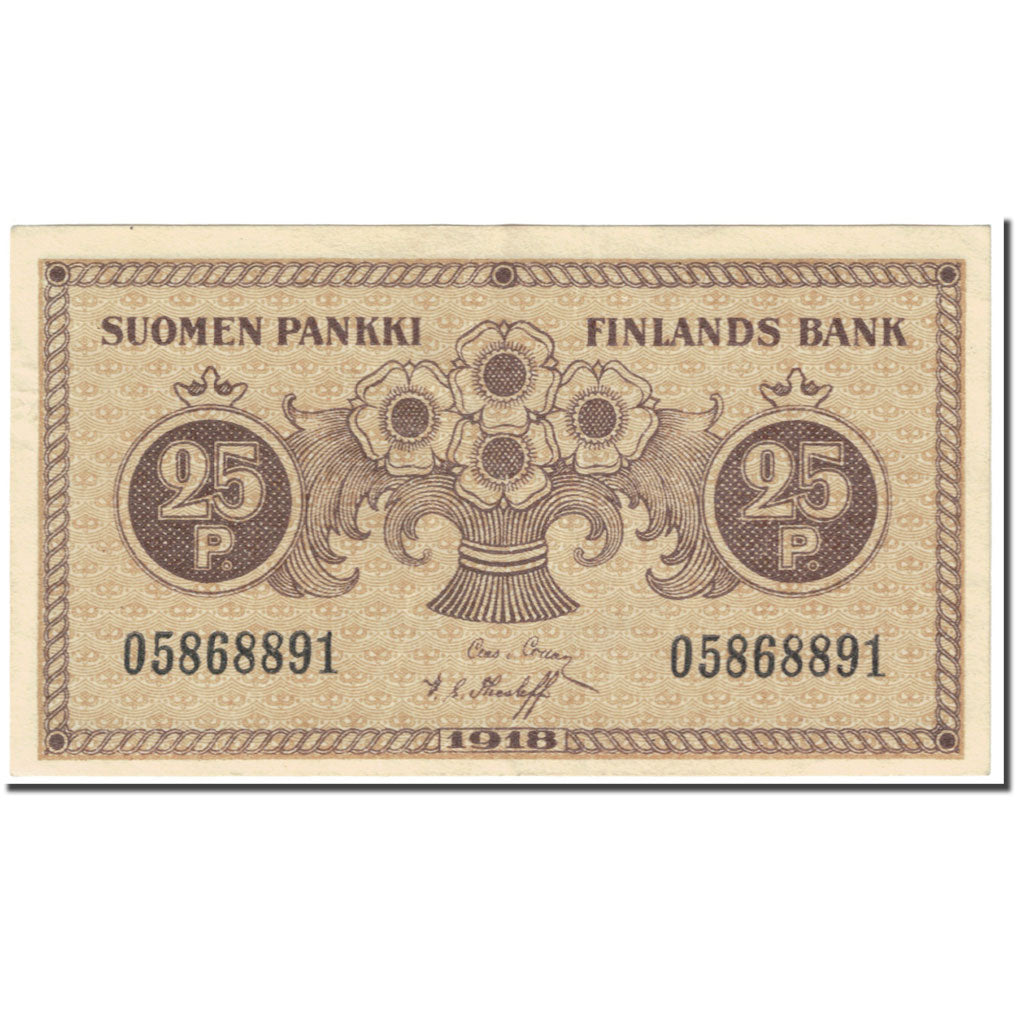 Banknote, Finland, 25 Penniä, 1918, Undated (1918), KM:33, AU(50-53)
