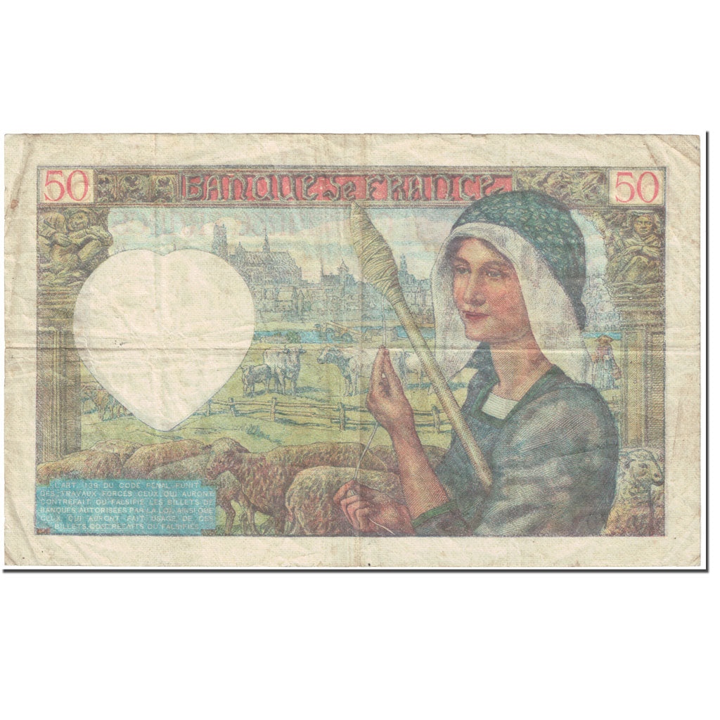 Frankreich, 50 Francs, Jacques Coeur, 1942, 1942-05-15, SS, Fayette:19.20, KM:93