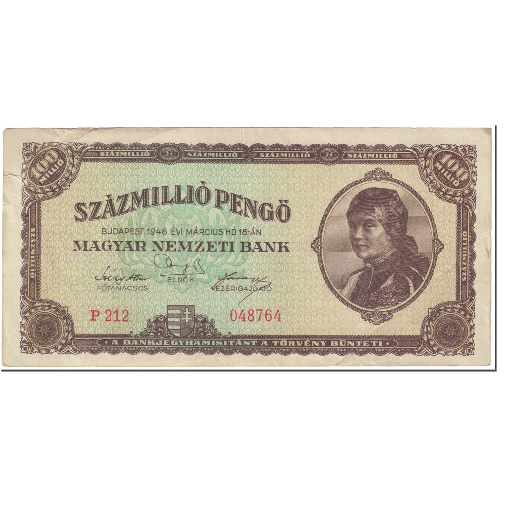 Billet, Hongrie, 100,000,000 Pengö, 1946, 1946-03-18, KM:124, TB