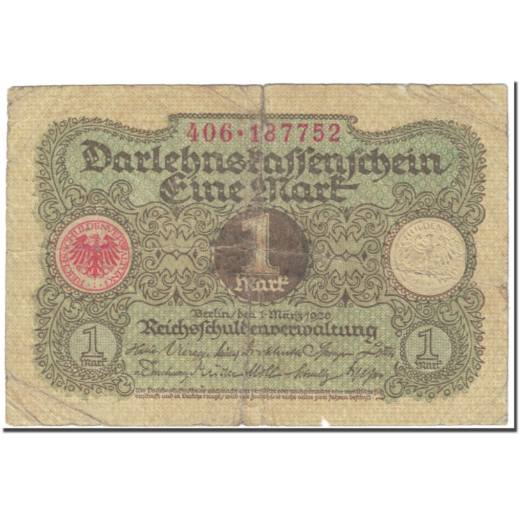 Banknote, Germany, 1 Mark, 1920, 1920-03-01, KM:58, VG(8-10)