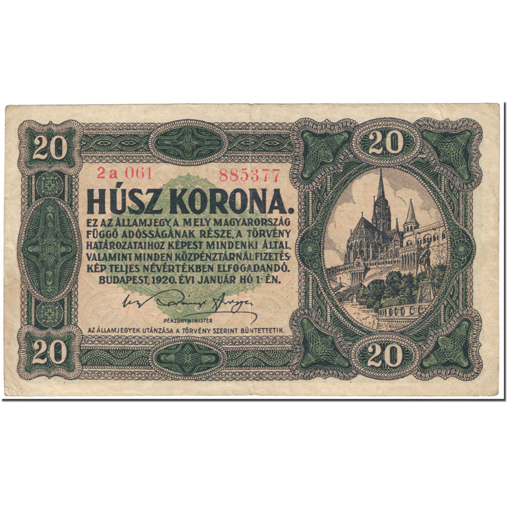Billete, 20 Korona, 1920, Hungría, 1920-01-01, KM:61, MBC