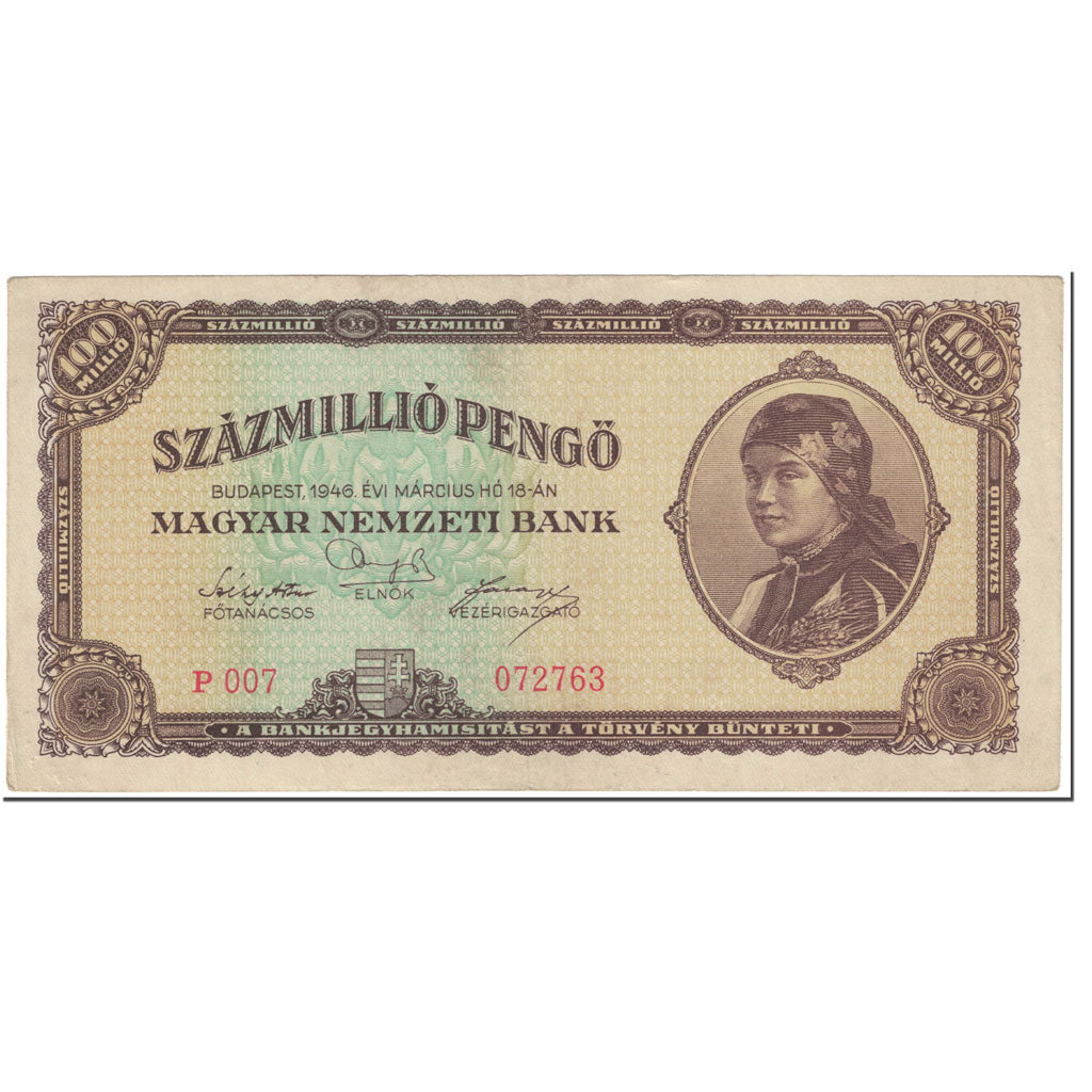 Banknote, Hungary, 100,000,000 Pengö, 1946, 1946-03-18, KM:124, EF(40-45)
