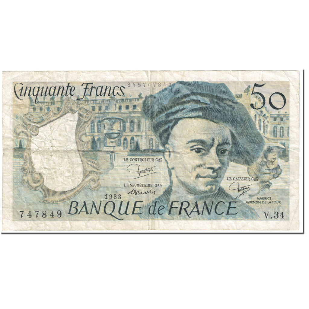 France, 50 Francs, Quentin de La Tour, 1983, Undated (1983), VF(20-25)