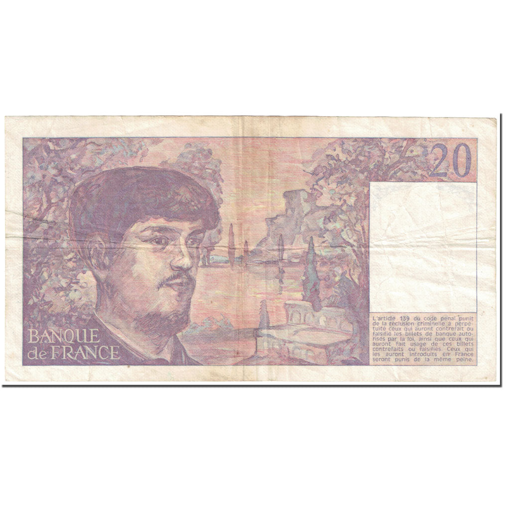 França, 20 Francs, Debussy, 1980, Undated (1980), VF(20-25), Fayette:66.01A2