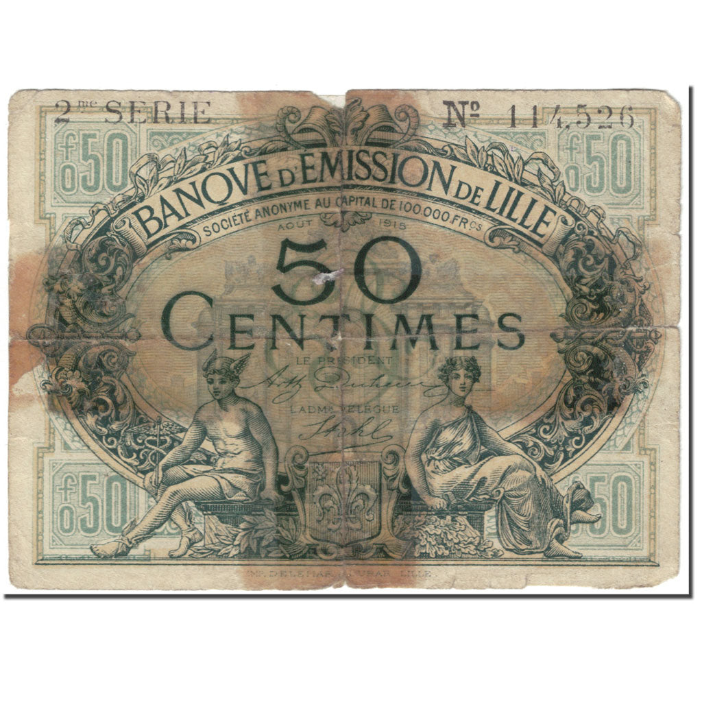 Francja, 50 Centimes, 1915, AOUT 1915, AG(1-3)