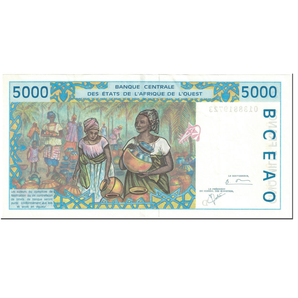 Banknote, West African States, 5000 Francs, 2001, Undated (2001), KM:413Dj
