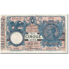 Banknote, Italy, 5 Lire, 1911, 1911-01-21, KM:23b, EF(40-45)