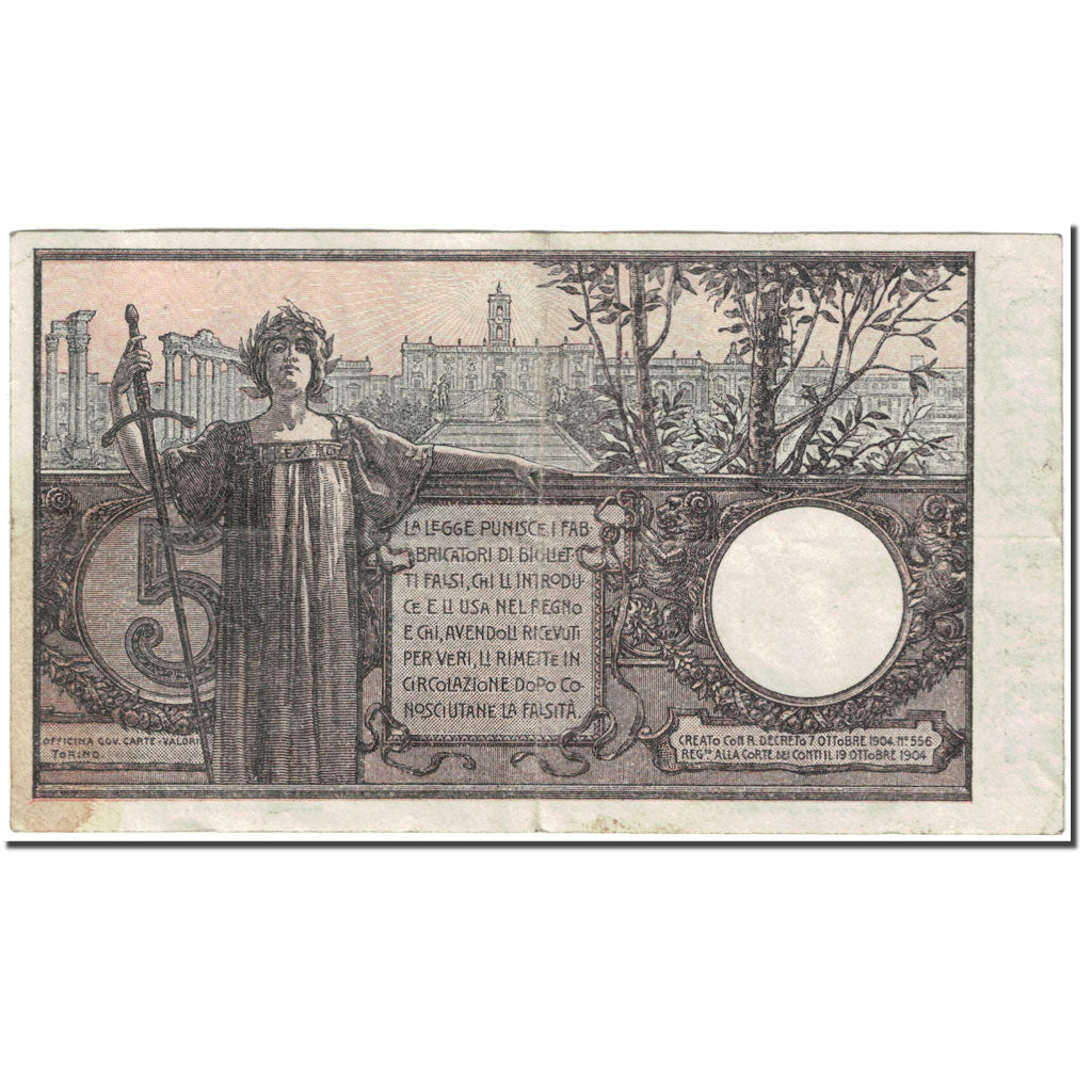 Banknote, Italy, 5 Lire, 1911, 1911-01-21, KM:23b, EF(40-45)