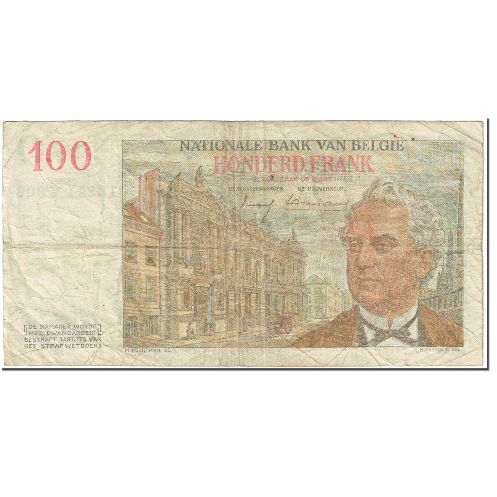 Banknote, Belgium, 100 Francs, 1959, 1959-01-09, KM:129c, VF(20-25)