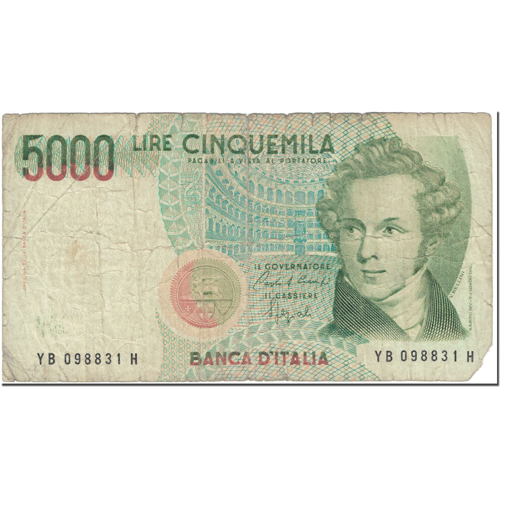 Nota, Itália, 5000 Lire, 1985, 1985-01-04, KM:111b, VG(8-10)