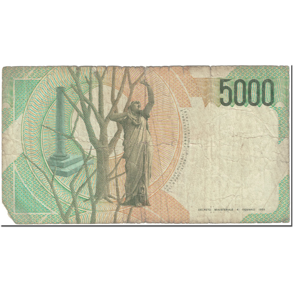 Nota, Itália, 5000 Lire, 1985, 1985-01-04, KM:111b, VG(8-10)