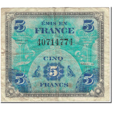 France, 5 Francs, Drapeau/France, 1944, Undated (1944), TB, Fayette:VF17.1