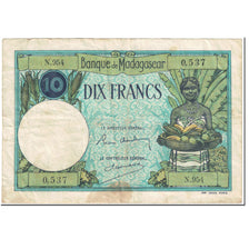Banknote, Madagascar, 10 Francs, 1937-1947, Undated (1937-47), KM:36, VF(20-25)