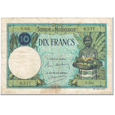 Biljet, Madagascar, 10 Francs, 1937-1947, Undated (1937-47), KM:36, TB