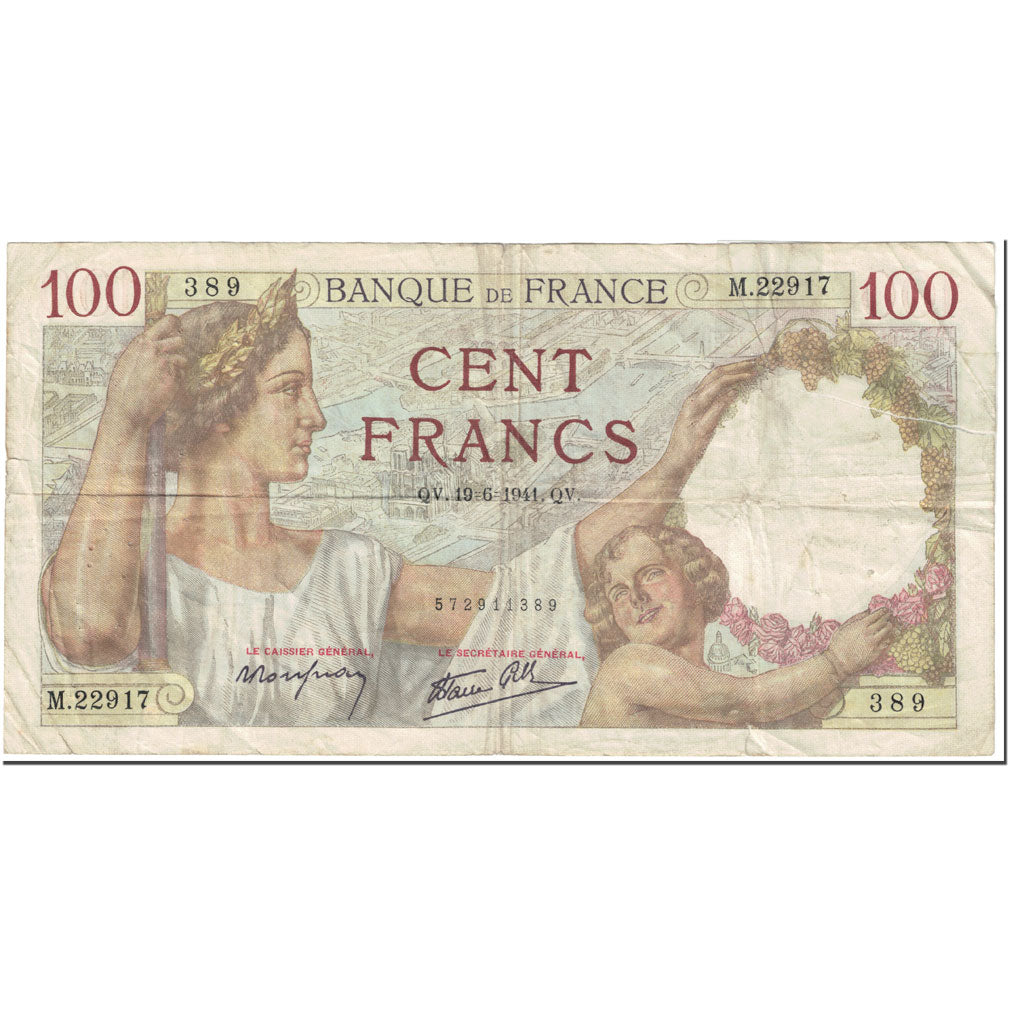 Frankreich, 100 Francs, Sully, 1941, 1941-06-19, GE, Fayette:26.54, KM:94