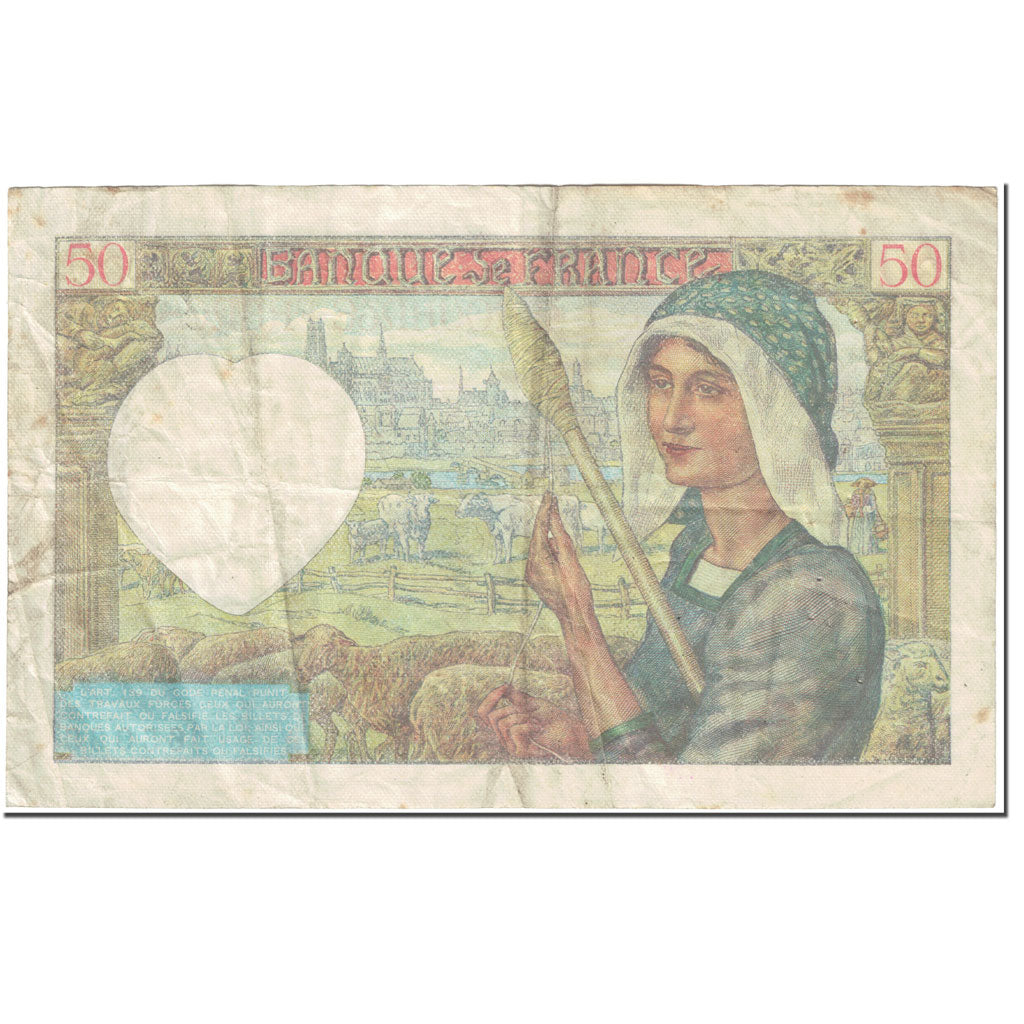 Frankrijk, 50 Francs, Jacques Coeur, 1941, 1942-05-15, TTB, Fayette:19.20, KM:93