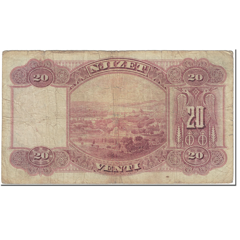 Banknote, Albania, 20 Franka Ari, 1926, Undated (1926), KM:3a, VF(20-25)
