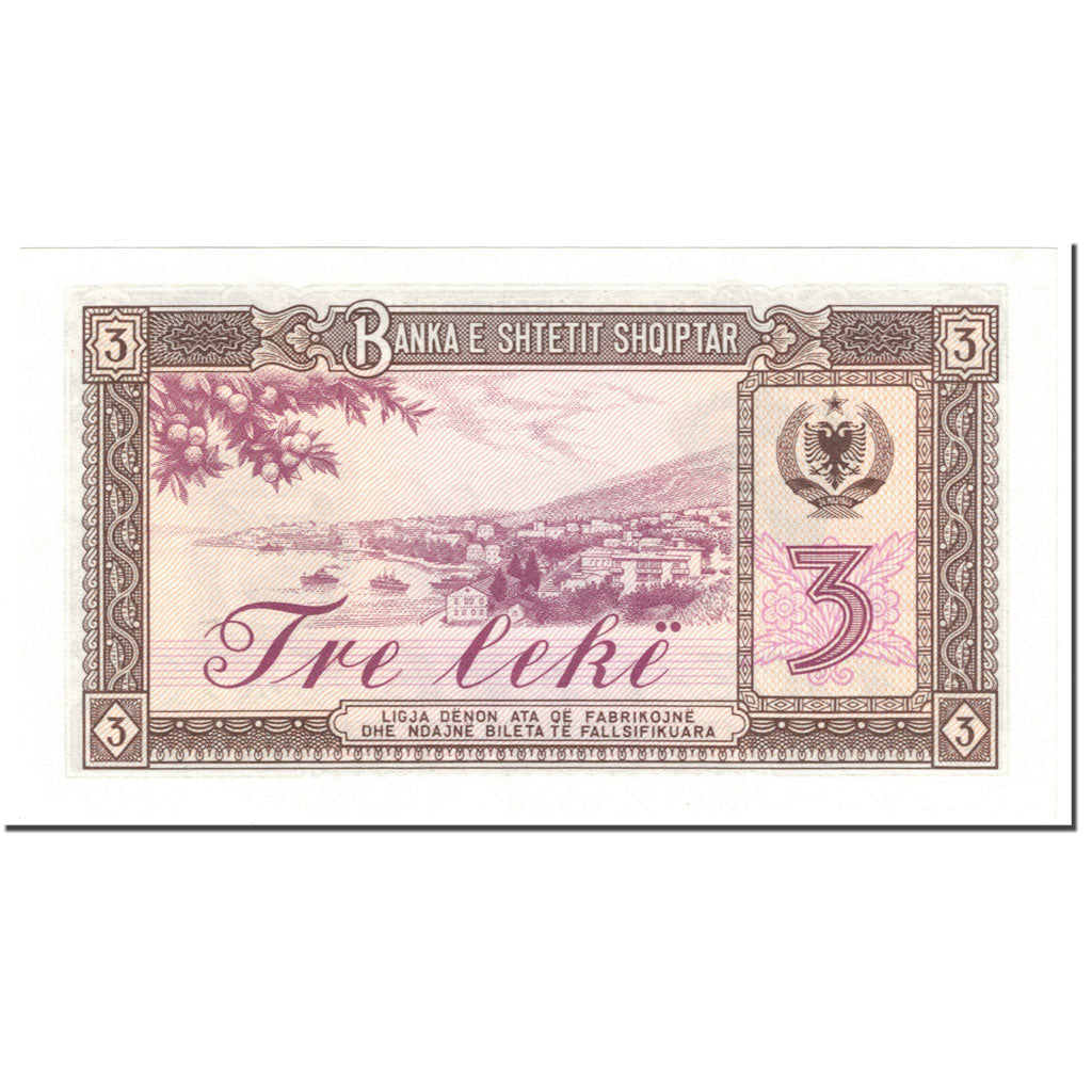 Banknote, Albania, 3 Lekë, 1976, Undated (1976), KM:34a, UNC(65-70)