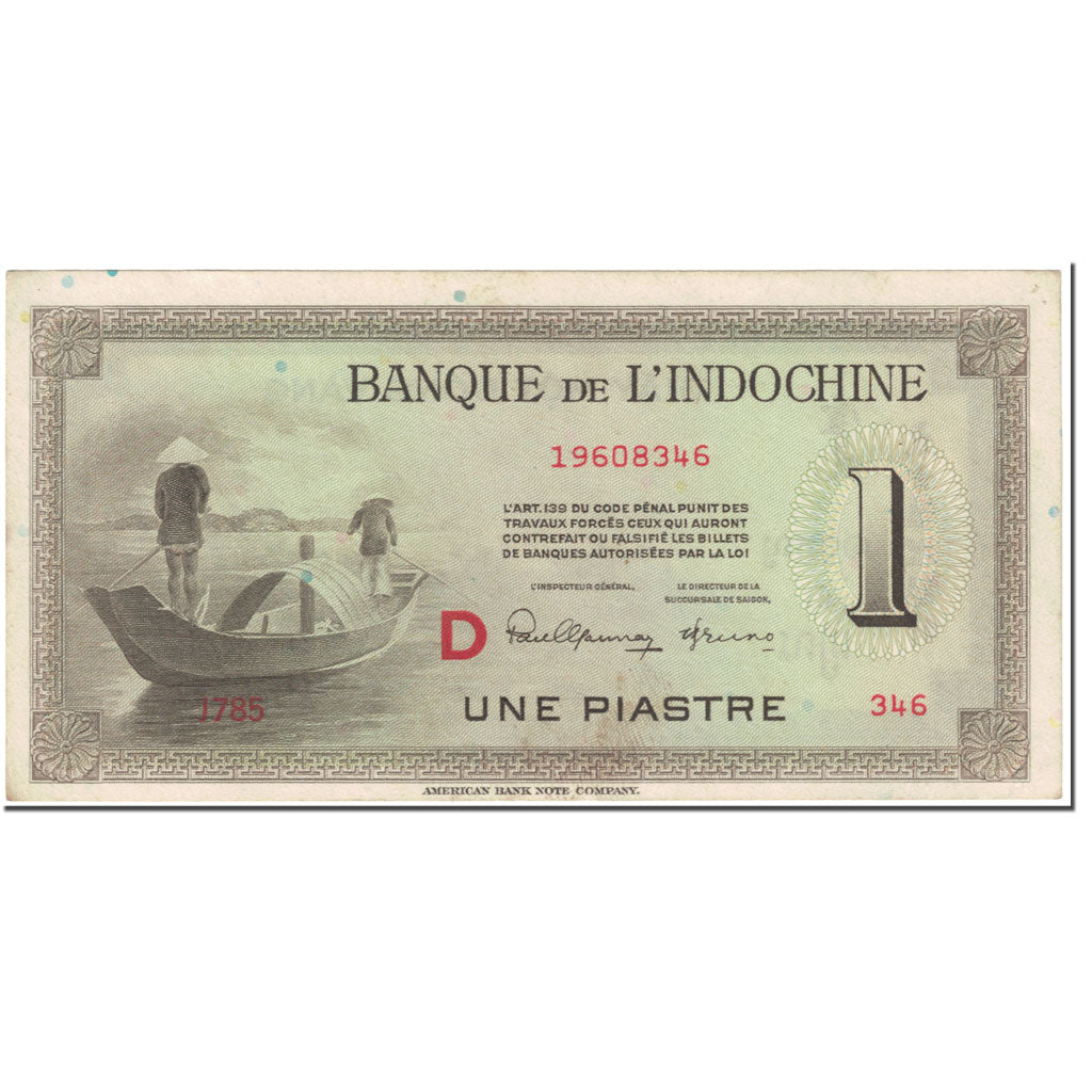 Banknote, FRENCH INDO-CHINA, 1 Piastre, 1945, Undated (1945), KM:76b, AU(55-58)