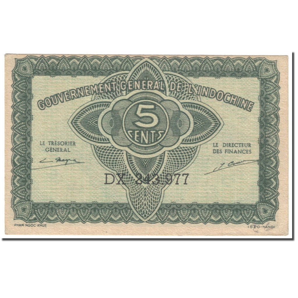 Banknote, FRENCH INDO-CHINA, 5 Cents, 1942, Undated (1942), KM:88a, EF(40-45)