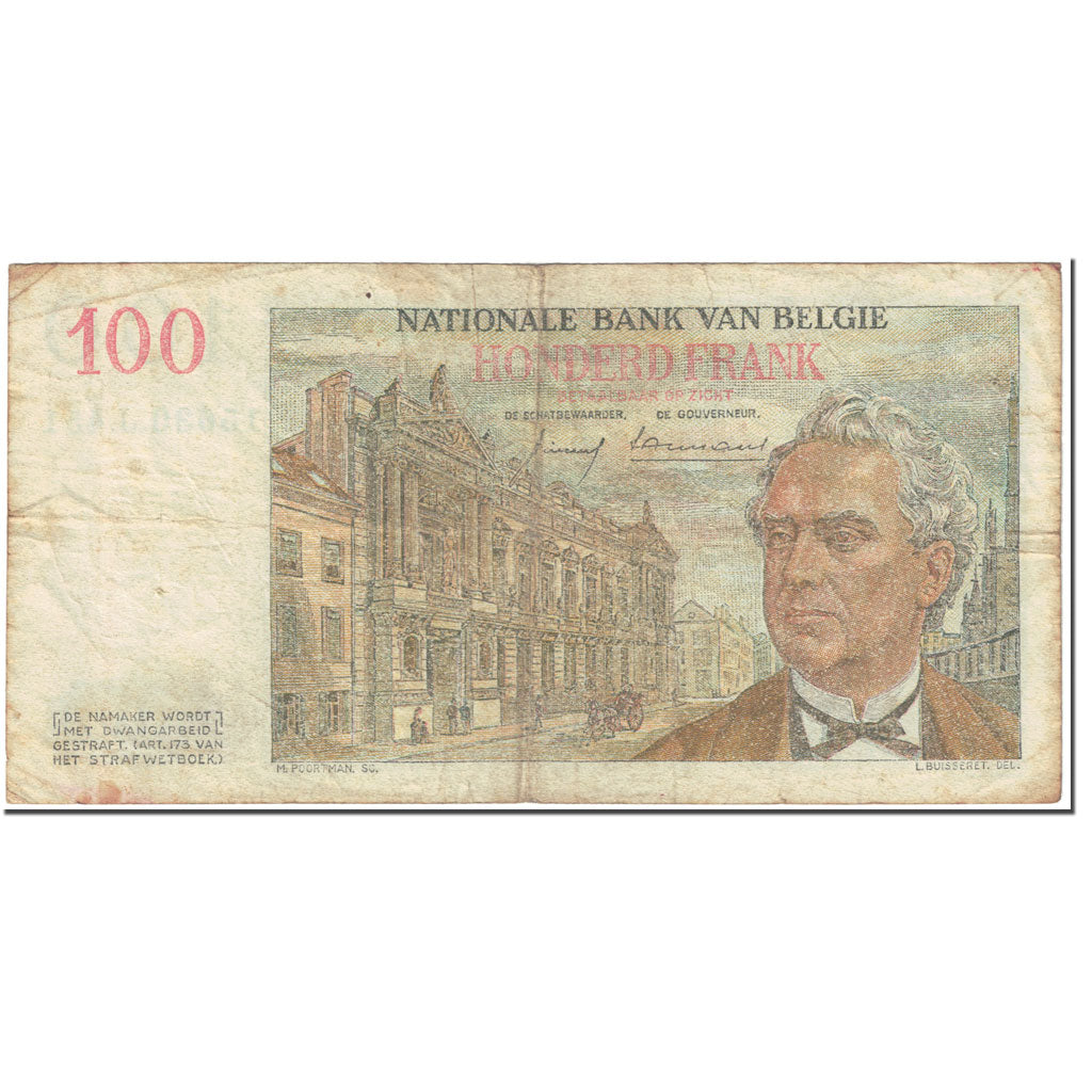 Banknote, Belgium, 100 Francs, 1959, 1959-08-07, KM:129c, VF(20-25)