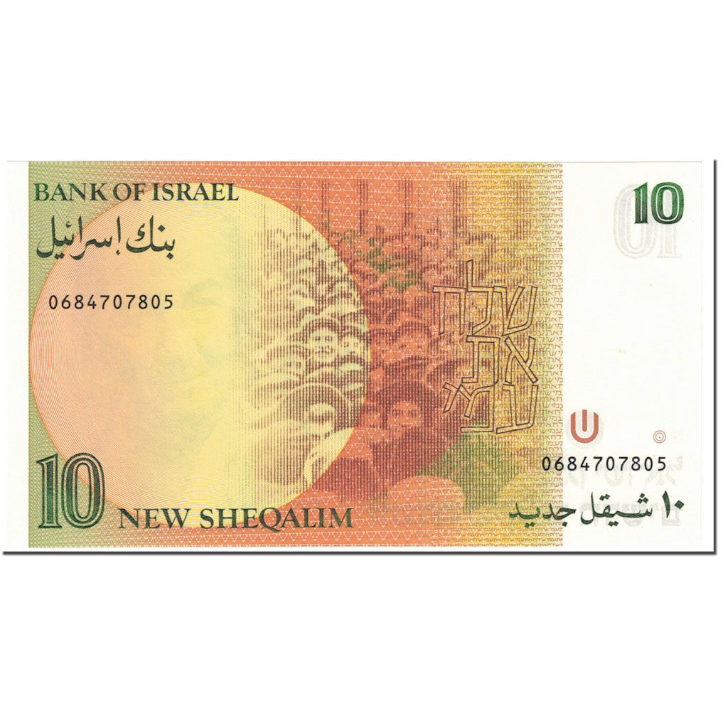 Banknote, Israel, 10 New Sheqalim, 1987, Undated (1987), KM:53b, UNC(65-70)