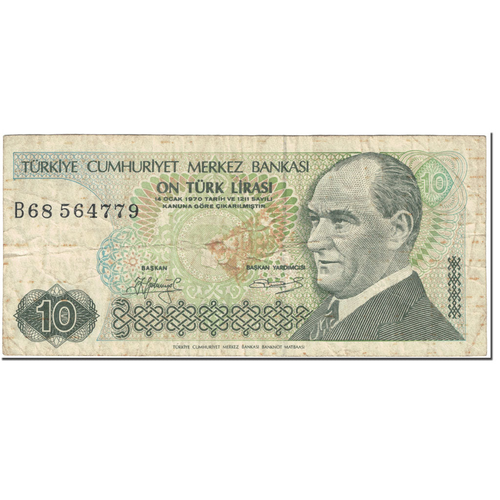 Banknote, Turkey, 10 Lira, 1984-1987, Undated (1984-87), KM:192, VF(20-25)