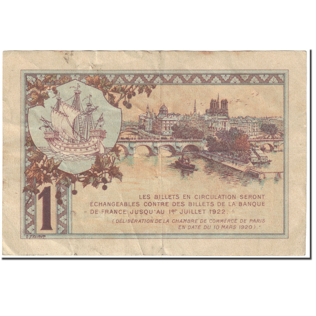 France, 1 Franc, Chambres de Commerce, Paris, 1920, 1920-03-10, EF(40-45)