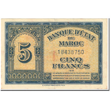 Banknote, Morocco, 5 Francs, 1943, 1943-08-01, KM:24, EF(40-45)