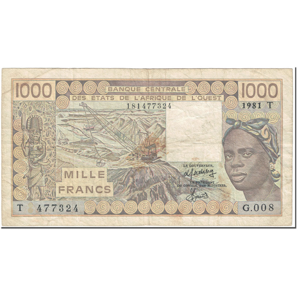 Banknote, West African States, 1000 Francs, 1981, Undated (1981), KM:807Tc