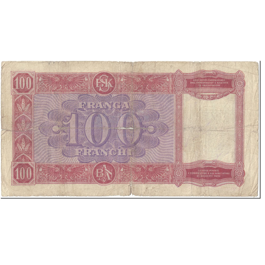 Billet, Albania, 100 Franga, 1940, Undated (1940), KM:14, B