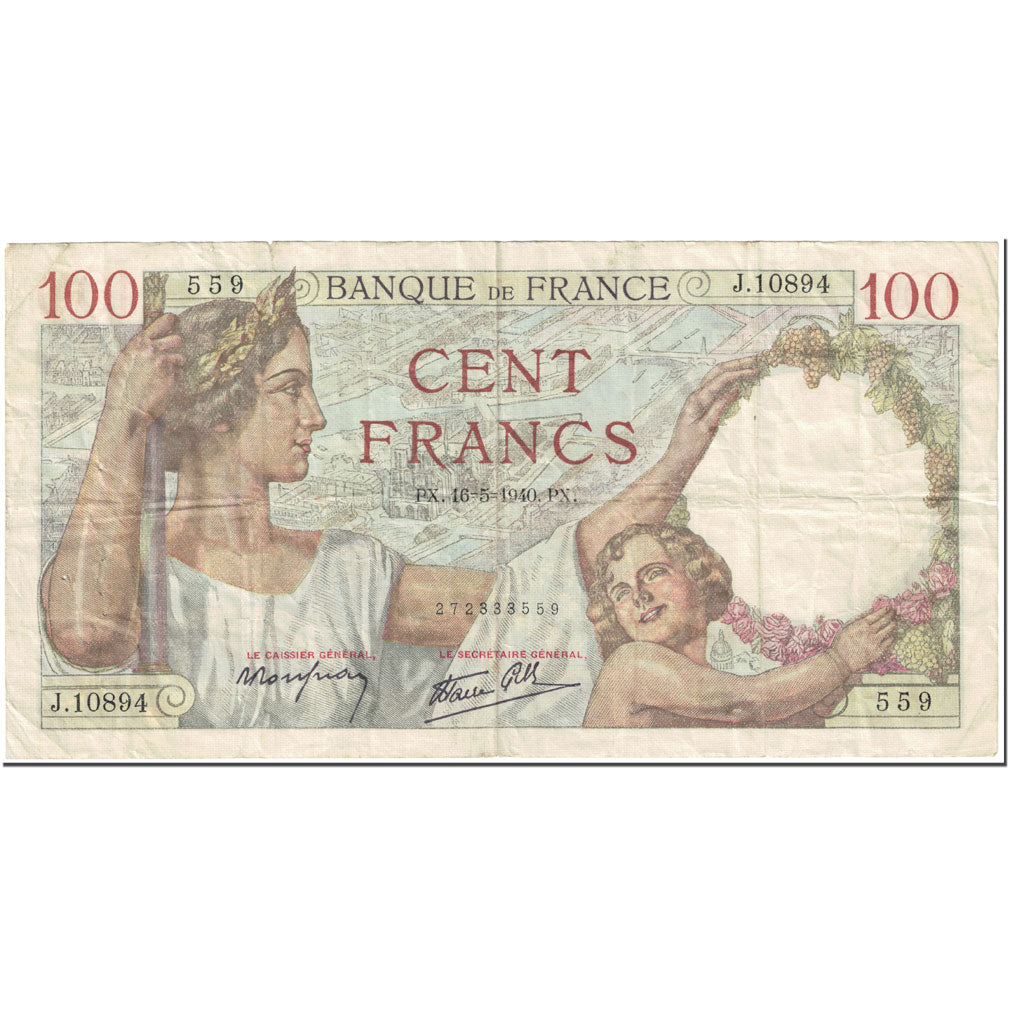 Frankrijk, 100 Francs, Sully, 1940, 1940-05-16, B, Fayette:26.29, KM:94