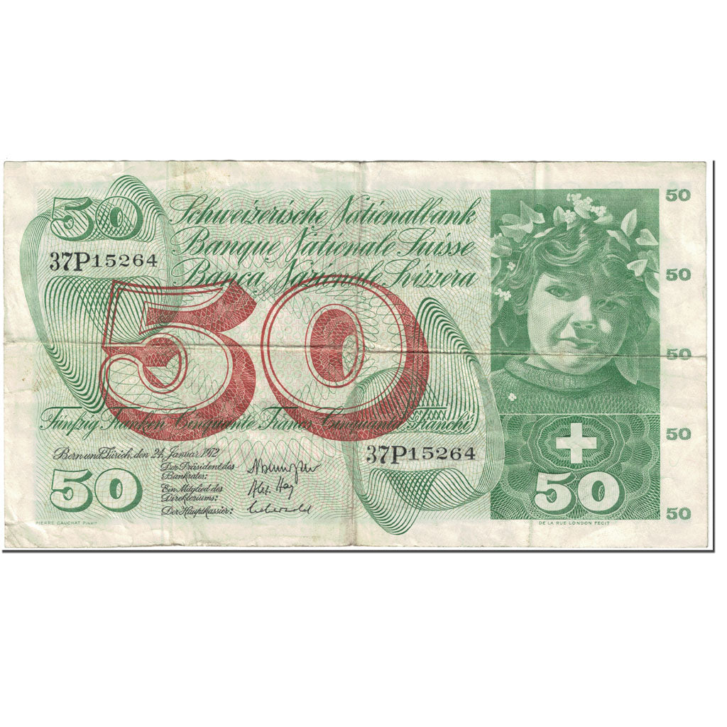 Banknote, Switzerland, 50 Franken, 1972, 1972-01-24, KM:48l, VF(20-25)