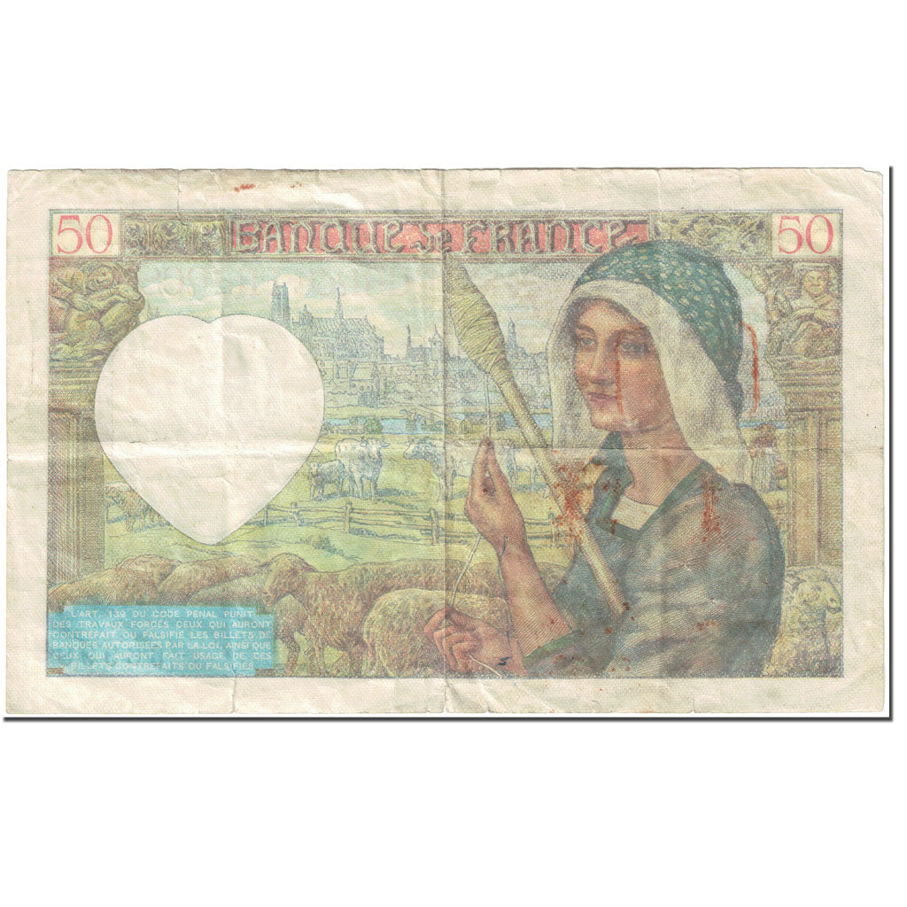 Francja, 50 Francs, Jacques Coeur, 1941, 1941-05-15, VG(8-10), Fayette:19.11