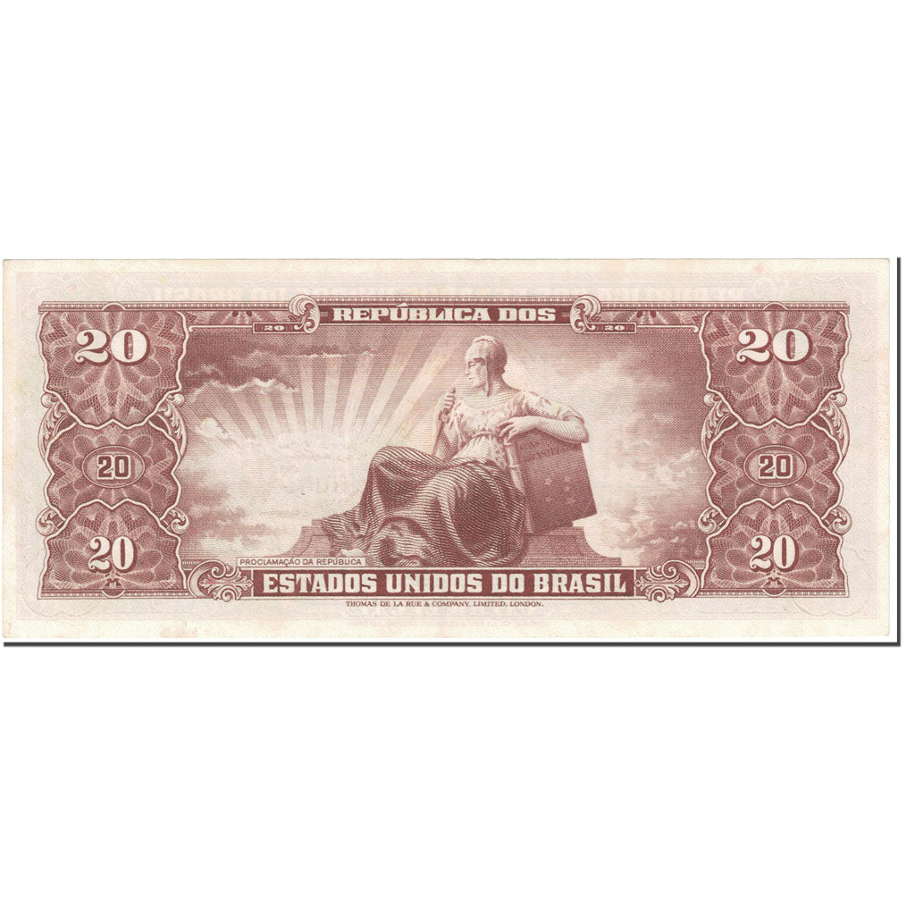 Nota, Brasil, 20 Cruzeiros, 1962, Undated (1962), KM:178, AU(55-58)