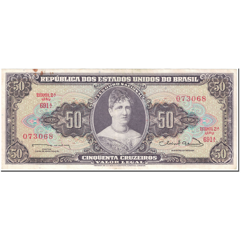 Banknote, Brazil, 50 Cruzeiros, 1963, Undated (1963), KM:179, EF(40-45)