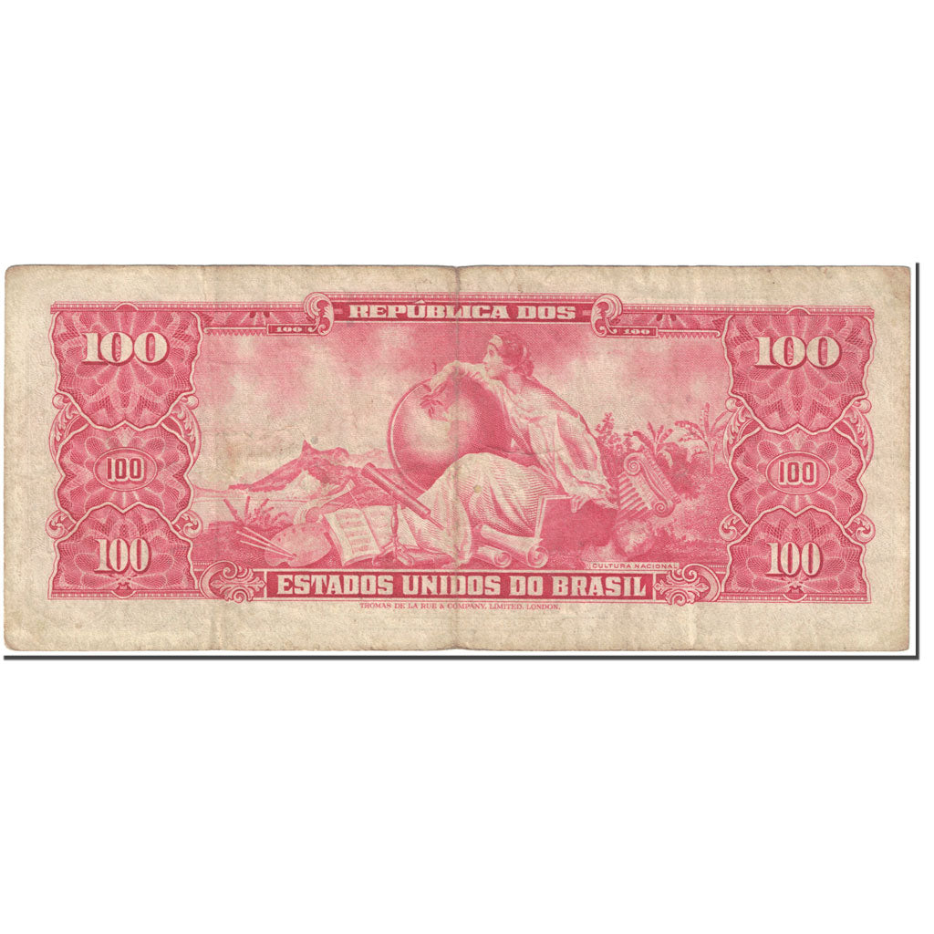 Geldschein, Brasilien, 100 Cruzeiros, 1960, Undated (1960), KM:162, S+