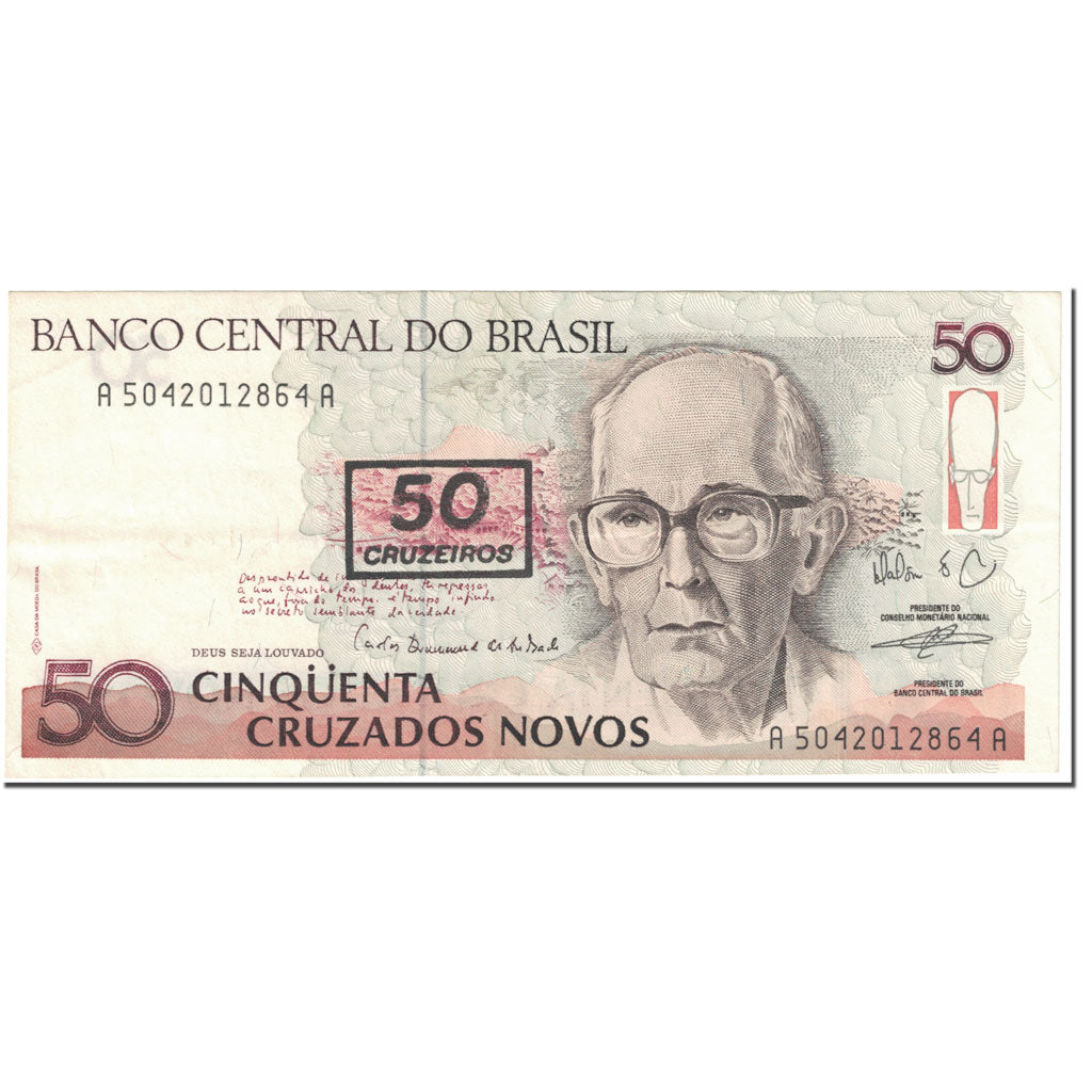 Banconote, Brasile, 50 Cruzeiros on 50 Cruzados Novos, 1990, UNdated (1990)