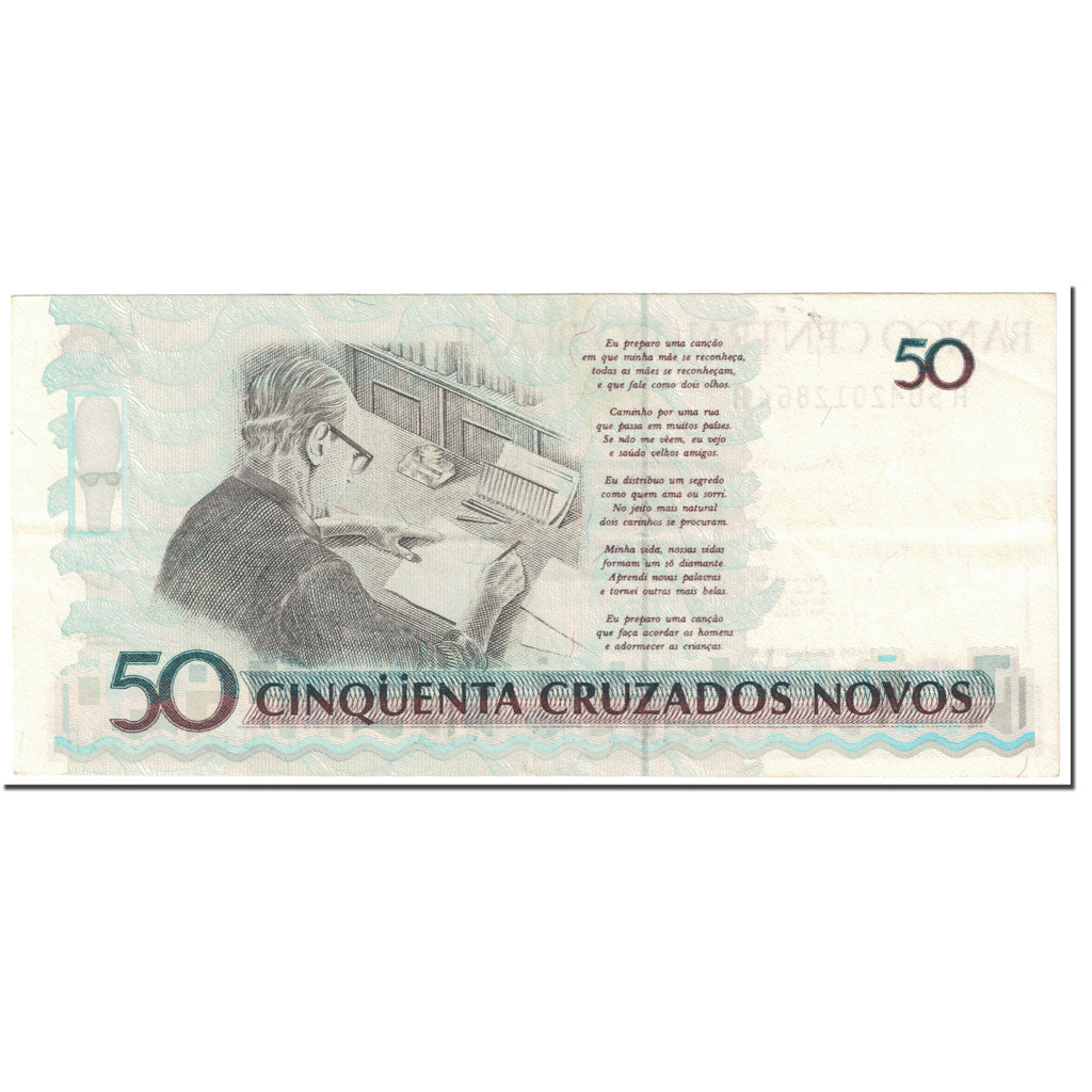 Banconote, Brasile, 50 Cruzeiros on 50 Cruzados Novos, 1990, UNdated (1990)