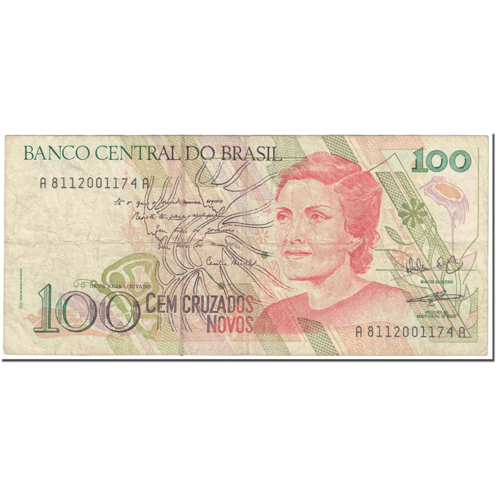 Banconote, Brasile, 100 Cruzados Novos, 1989, Undated (1989), KM:220b, MB